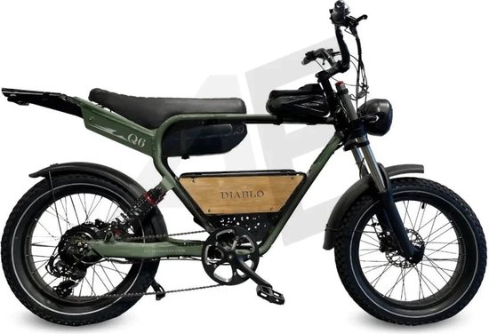 Diablo Q6 Fatbike 7RD Shimano en Hydraulische remmen met alle Accessoires - Mat Groen van Merkloos
