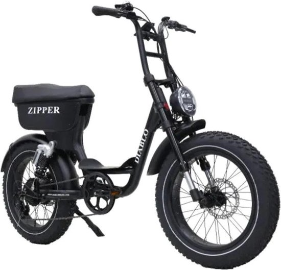 Diablo Zipper - Elektrische Fatbike - 20 inch - 250W motor - Actieradius tot 100 km - 7 versnellingen - Hydraulische schijfremmen - 720Wh accu - Zwart