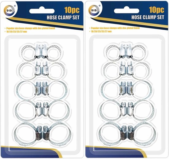 DID Slangklemmen set van 20x stuks - in 5 formaten - slangen vastzetten/afklemmen van DID