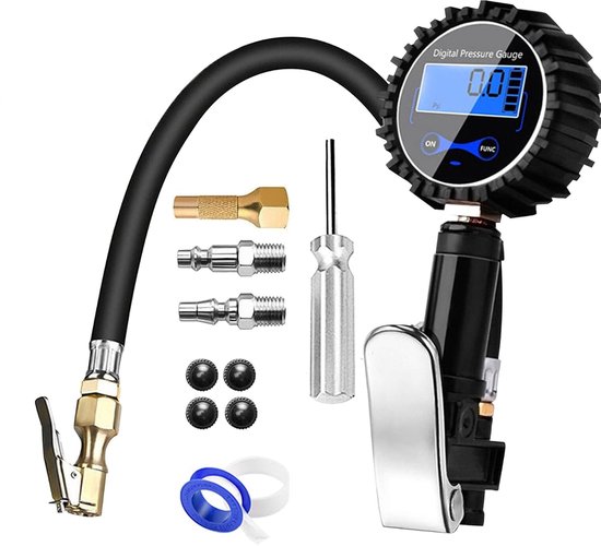 Digitale Bandenspanningsmeter tot 200 PSI met LCD Scherm - Multifunctionele Luchtdrukmeter voor Auto, Fiets, Vrachtwagen en Motorfiets