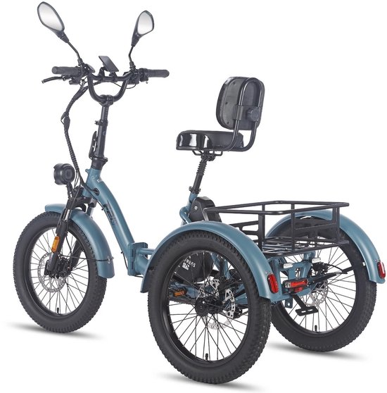 Dik Klapfiets E-Bakfiets 20 Inch 48V 23.45Ah Accu, Hydraulische Schijfremmen Elektrische Fiets, Elektrische Vrachtsfiets 180kg, Blauw Driewieler E-Bike van Dik.