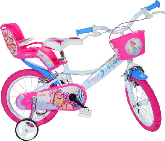 Dino Alyssa - Kinderfiets 16 Inch - van 4-6 Jaar - met Zijwieltjes - Meisjesfiets Wit van Dino.