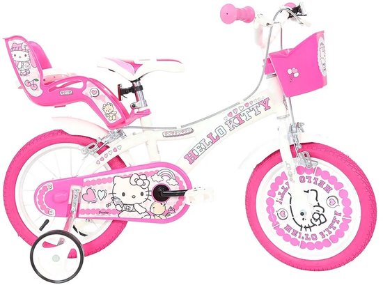 Dino Bikes Hello Kitty - Kinderfiets 16 Inch - van 4-6 Jaar - met Zijwieltjes - Meisjesfiets Roze