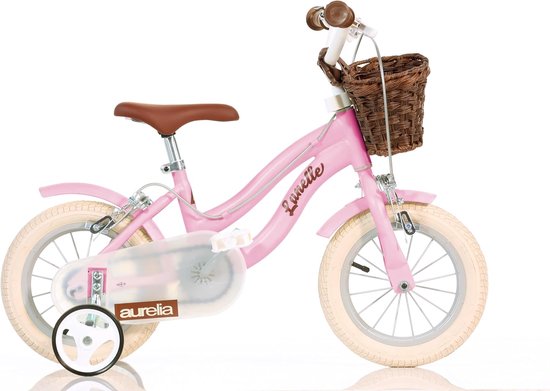 Dino Bikes Retro Meisjesfiets 12 Inch Roze met Zijwieltjes – Meisjesfiets 3-5 Jaar
