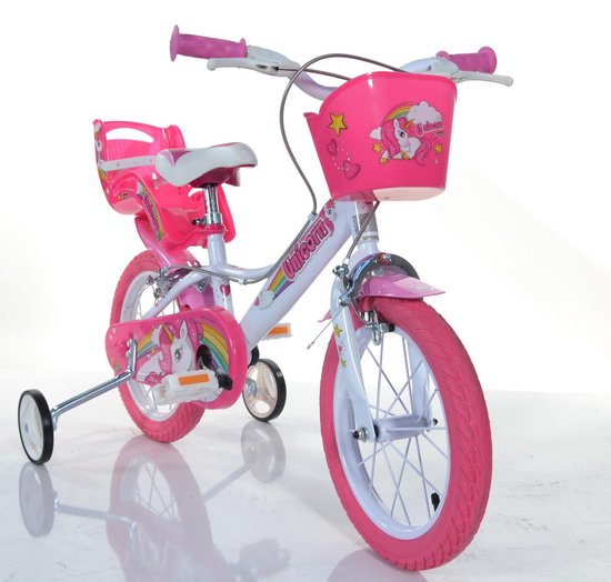 Dino Bikes Unicorn Kinderfiets 16 inch – Met Zijwieltjes – Meisjesfiets 4-6 Jaar
