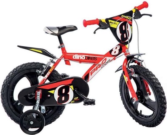 Dino Pro Cross - Kinderfiets 16 Inch - van 4-6 Jaar - met Zijwieltjes - Jongensfiets Rood van Dino.