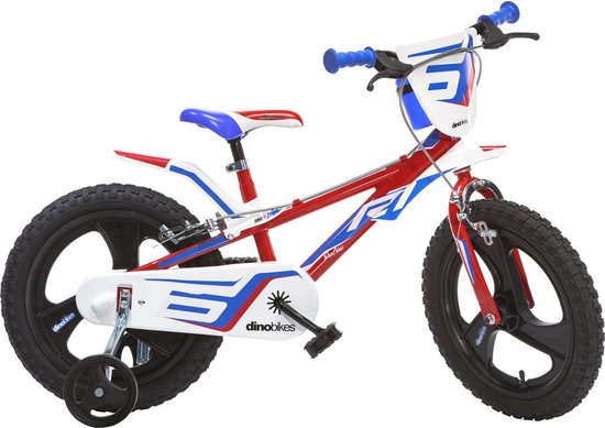 Dino R1 - Kinderfiets 14 Inch - van 3-5 Jaar - met Zijwieltjes - Jongensfiets Rood van Merkloos