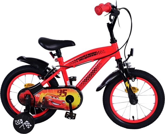 Disney Cars Kinderfiets - Jongens - 14 inch - Rood - Twee handremmen van Disney