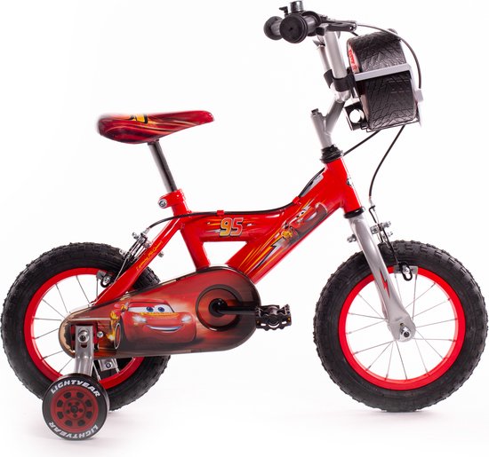 Disney Cars Lightning McQueen 12 inch Kinderfiets + Trainingswielen voor Jongens of Meisjes 3-5 jaar van Disney