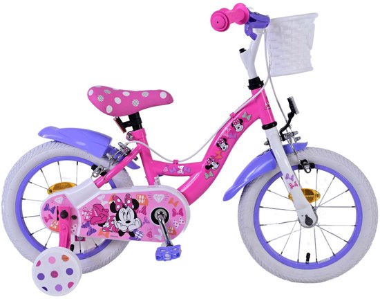 Disney Minnie Kinderfiets - Meisjes - 14 inch - Roze - Twee handremmen van Volare