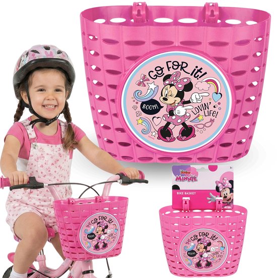 DISNEY Minnie Mouse Fietsmand, Stuurmandje voor kinderen, meisjesmandje voor fiets, step 20x15x16 cm van Merkloos