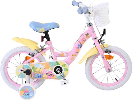 Disney Stitch Kinderfiets - Meisjes - 14 inch - Roze - Twee handremmen van Toimsa