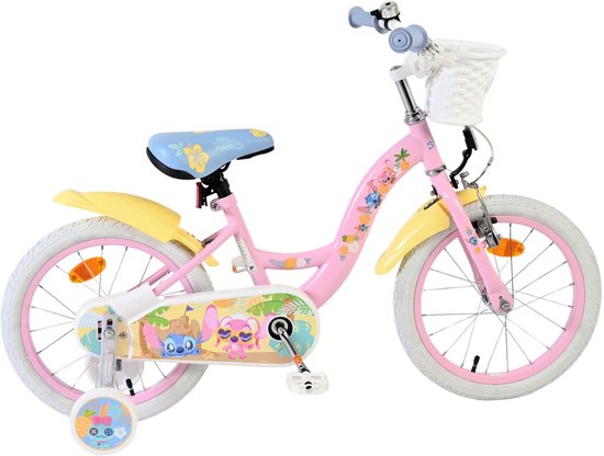 Disney Stitch Kinderfiets - Meisjes - 16 inch - Crème Koraal Blauw van Merkloos