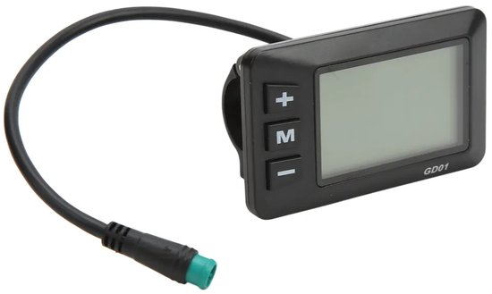 Display voor elektrische fiets, 24V/36V/48V, LCD-scherm GD01, waterdichte stekker, geschikt voor stuur met een diameter van 22 mm.