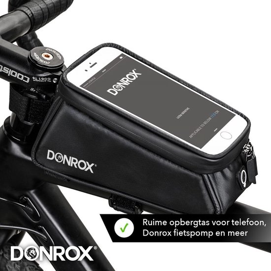 Donrox Ride F500 Fietstas Met Telefoonhouder - Waterdicht - Mat Zwart - 7.5 Inch Telefoonhouder van Donrox