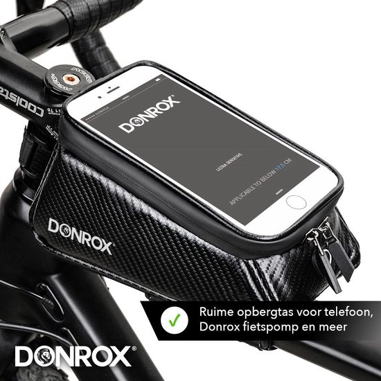 Donrox Ride F500 Fietstas - Telefoonhouder Fiets - Waterdicht - Carbon Zwart van Donrox
