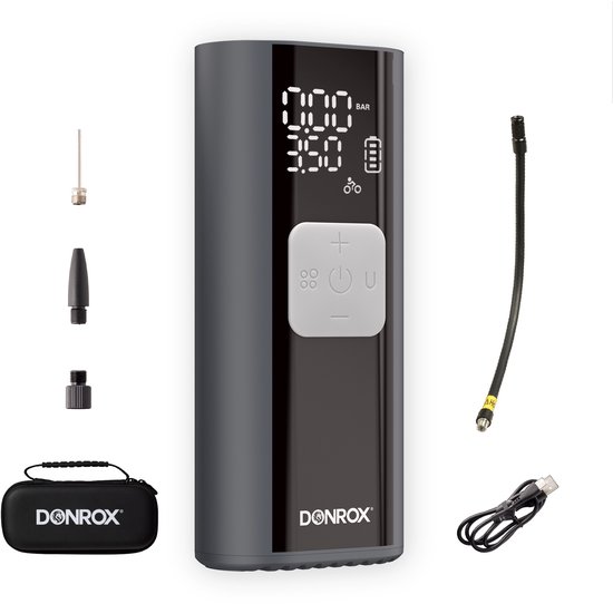 Donrox Ride F524 - Compressor - Luchtcompressor - Bandenpomp Fiets & Auto - Elektrische Fietspomp - Draadloos & Compact