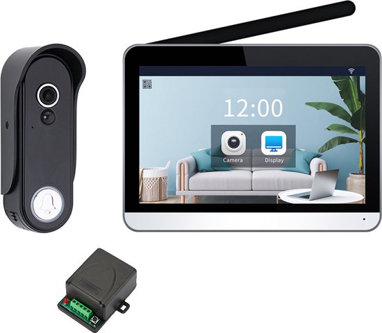 Doorsafe 4650 PRO - HD draadloze camera deurbel + touch scherm - deurbel op accu of stroom - 100% Privacy, gemak & eenvoud - 32Gb opslag op SD-kaart + draadloze unlock module van Doorsafe