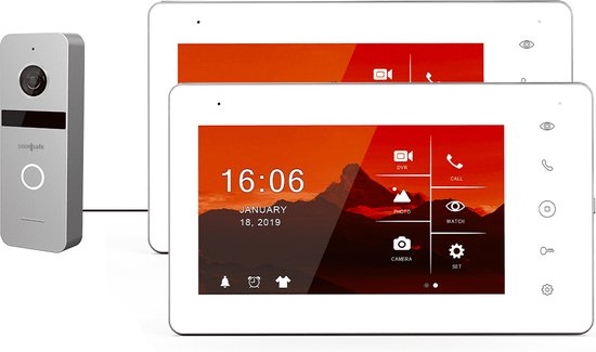Doorsafe 7560 PRO - Professionele video deurbel met camera - FHD 2MP - 2 x 7" touchscherm - gratis opslag op 32Gb SD-kaart - Zonder internet van Doorsafe