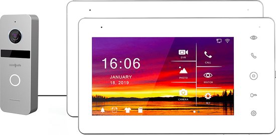 Doorsafe 7566 PRO - Professionele internet video deurbel met camera - FHD 2MP - 2 x 7" touchscherm - 32Gb SD-kaart - 2,4/5Ghz WiFi of Netwerkkabel van Doorsafe