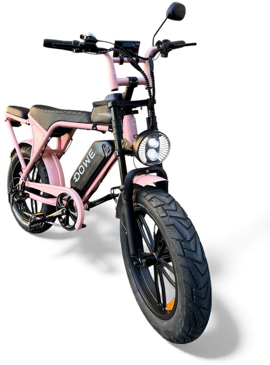 Dowe V9 Elektrische Fatbike roze - 250W - 25 Km/h - NFC - 17,5Ah Accu - Zonder gashendel - 100% legaal - roze fatbike 2026 - Rijklaar - Range 60-100 km van Merkloos