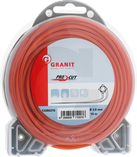 Draadbosmaaier- 3.0 mm- 15 meter-Nylondraad-Trimdraad- Granit -Maaidraad- Maaidraad voor bosmaaier Trimmerdraad Trimdraad van GRANIT