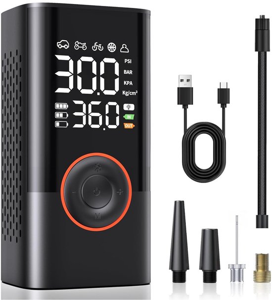 Draadloze bandenpomp - 150PSI digitaal - 3x sneller oppompen - Auto-uitschakeling - Grote accu - Voor auto, motor, fiets & bal