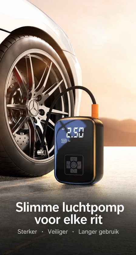 Draadloze Bandenpomp - Elektrische Luchtcompressor - Autobandenpomp - 150 PSI - Oplaadbaar - Digitale Luchtpomp - LED Licht - Auto - Motor - Fiets - Bal