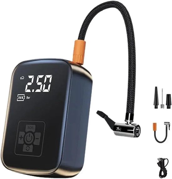 Draadloze elektrische luchtcompressor voor auto's, bandenpomp voor motoren, fietsen, boten en auto's, draagbaar