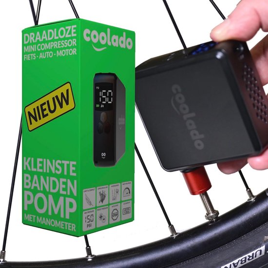 Draadloze Mini Compressor met Manometer - Compacte Bandenpomp voor Fiets, Auto en Motor