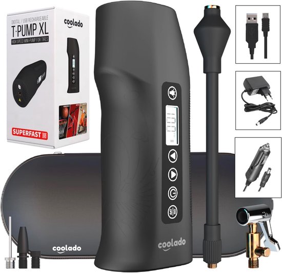 Draadloze Mini Compressor - Snelle 2-Cilinder Bandenpomp voor Fiets, Auto en Meer | 8000 mAh, Powerbank & Opbergtas