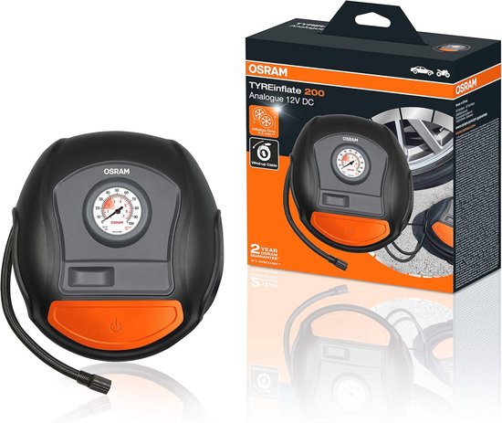 Draagbare 12V Compressor voor Autobanden - Analoge Bandenpomp met Snelle Opblaastijd