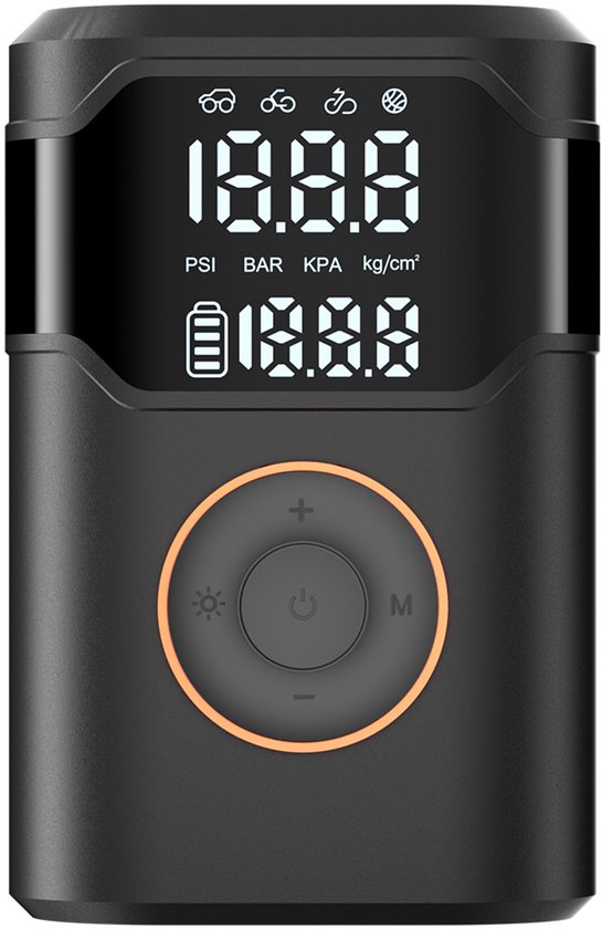 Draagbare bandenpomp met luchtcompressor - 150 PSI bandenpomp, digitaal display, automatische uitschakeling en LED-verlichting, geschikt voor autobanden, motorfietsen, fietsen, ballen, enz.