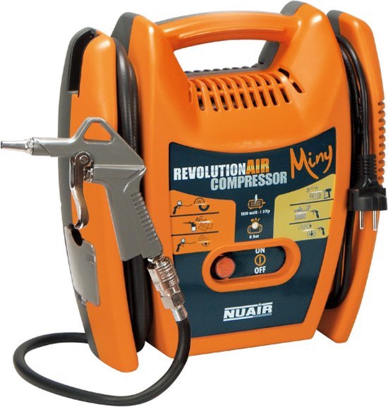 Draagbare Compressor - Mini Compressor - Bandenpomp Auto - Fiets - 180L/Min - 1,5PK - Krachtige Motor - 1100W - 230V - Oranje
