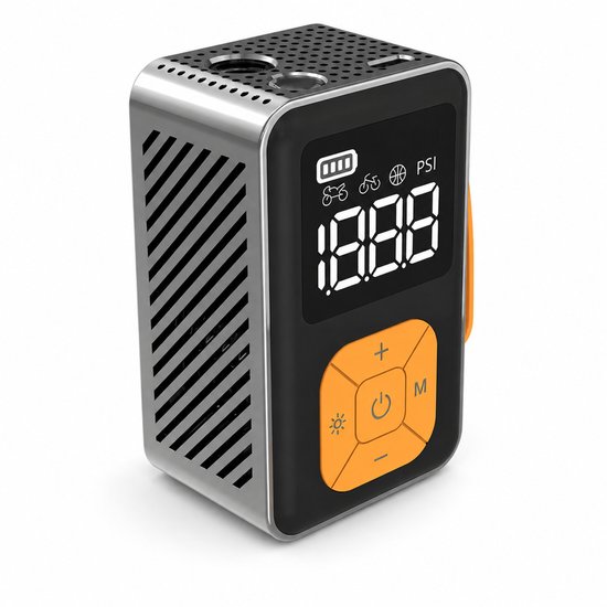 Draagbare Elektrische Bandenpomp – Digitale Compressor met Automatische Stop – Voor Auto, Fiets, Motor en Bal – Met LED-Verlichting – Compact en Stevig