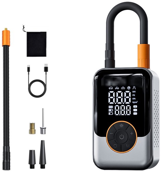 Draagbare elektrische bandenpomp - Slimme fietspomp met digitale manometer