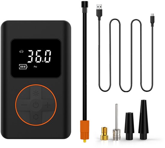 Draagbare elektrische luchtpomp - Mini elektrische fietspomp - Mini elektrische bandenpomp voor fietsen - geschikt voor auto's, mountainbikes, elektrische fietsen en motoren, basketballen, luchtbedden - zwart