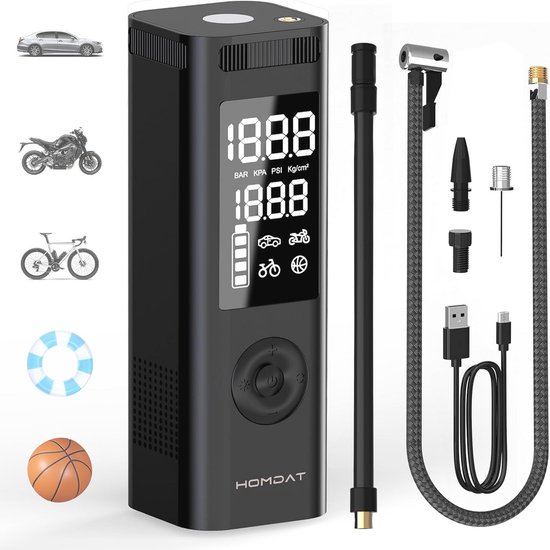 Draagbare Elektrische Luchtpomp - Multifunctionele Accu Compressor voor Autofietsen en Opblaasbare Producten