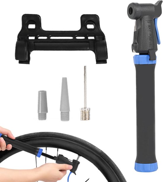 Draagbare Fietspomp - Handpomp Fiets - Banden Oppompen - Hoge Druk Uitvoer - 21.2 cm - Blauw Zwart