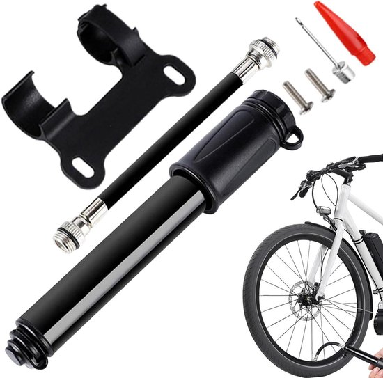 Draagbare Fietspomp - Luchtpomp Fiets - Bandenspanning Controleren - Universeel Ventiel - 20 cm - Zilver