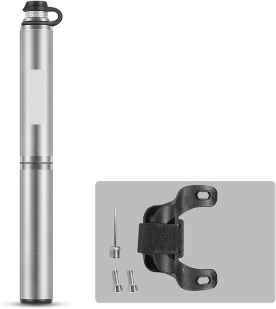 Draagbare Fietspomp - Mini Bandenpomp - Fietsbanden Oppompen - 160PSI Aluminium - Compact Formaat - Zilver