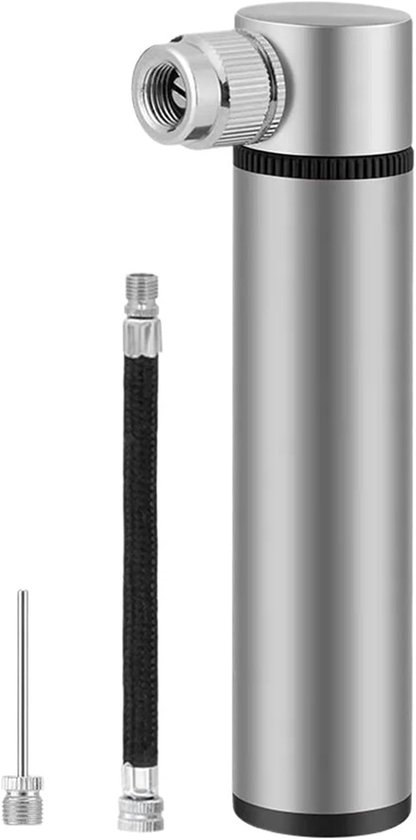 Draagbare Fietspomp - Mini Pomp Bandenpomp - Fietsbanden Oppompen - Hogedruk Ventiel - 95 cm Lengte - Zilver