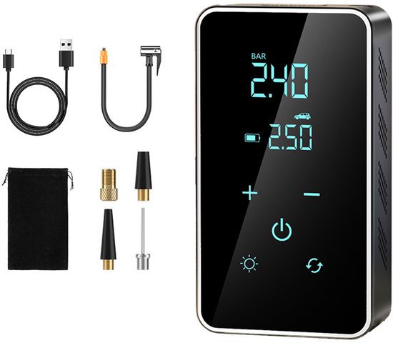 Draagbare Luchtcompressor - 4000 mAh Batterij - 6-in-1 - Touchscreen - Elektrische Fietspomp - Compressor Bandenpomp - Bandenpomp Auto - Ballenpomp - 10L/Min