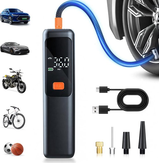 Draagbare Luchtcompressor - Compressor Bandenpomp - 2000 mAh - Elektrische Fietspomp - Fiets/Auto/Motor/Bal/Luchtbed