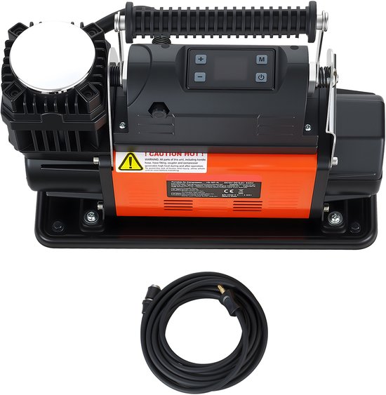 Draagbare Luchtcompressor met Automatische Uitschakeling,LCD-scherm, 202 l/min, 10,3 bar, Luchtpomp met Adapters voor Vrachtwagens, Auto's, SUV's, Terreinwagens en Campers