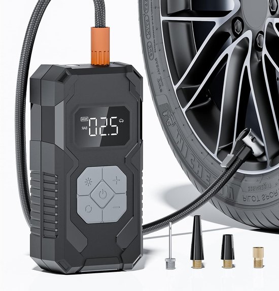 Draagbare Luchtpomp - Accu Compressor - Banden Oppompen - Automatische Uitschakeling - 150 PSI - Grijs