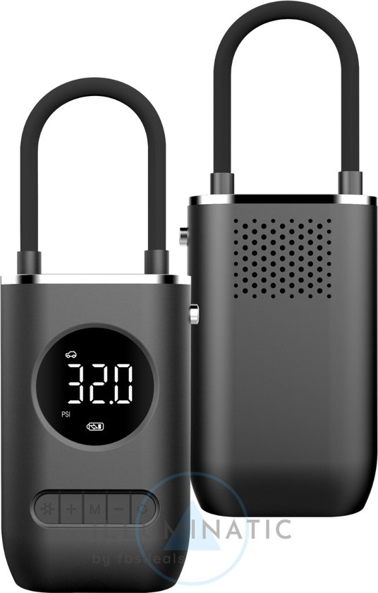 Draagbare Luchtpomp - Elektrische Luchtpomp - Lucht Pomp - Fiets Pomp - Auto Luchtpomp - Elektrische Fietspomp - Bandenpomp - Compressor Bandenpomp - Compressoren - Inflator Pomp - Draadloze Luchtpomp - Illuminatic® - USB Oplaadbaar - Zwart