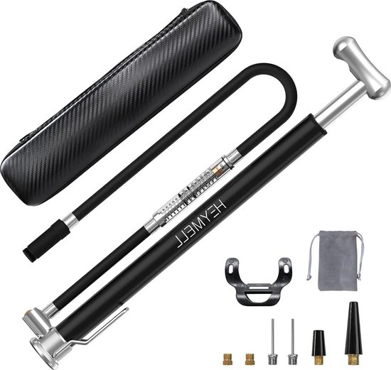 Draagbare manometer fietspomp - 160 psi - pompzak - mountainbike racefiets - handfietspomp - Presta Dunlop Schrader - voetbal basketbal