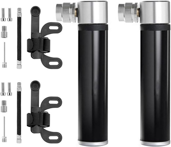 Draagbare mini fietspomp set, 120 psi hoge druk luchtpomp voor mountainbikes en BMX, geschikt voor Presta en Schrader ventielen, aluminium ontwerp