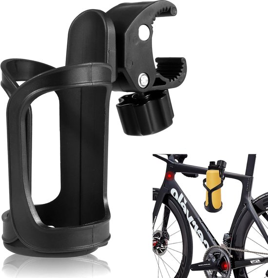 Draaibare bidonhouder voor op de fiets zwart - 360 graden draaibare sterke fiets bekerhouder - snel los te maken fiets bidonhouder - Fiets bidonhouder - lichtgewicht - Geschikt voor Drinkflessen en Babyflesjes - op Stuur of Mountainbike